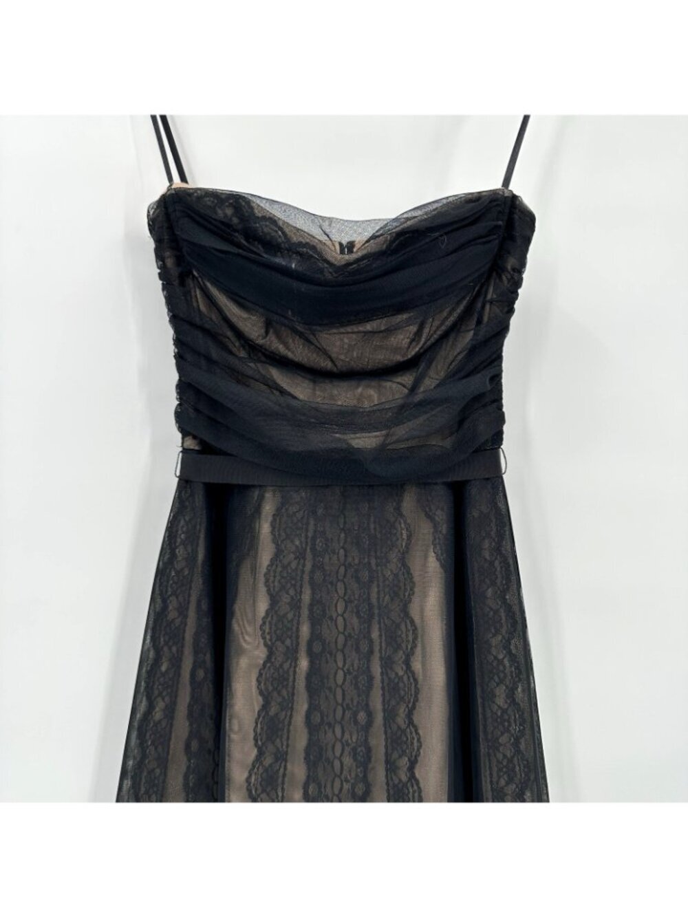 BCBG MAX AZRIA black lace midi dress XS formal wedding guest vintage inspired - Picture 3 of 10
